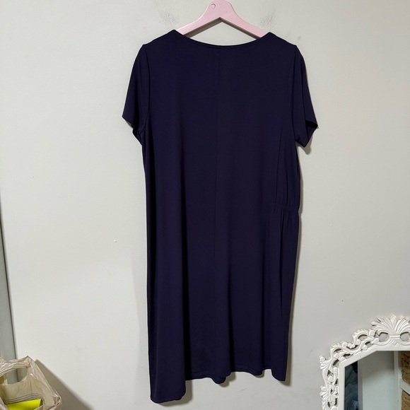 Eileen Fisher Asymmetrical Dress Short Sleeve Purple Size Medium - Picture 8 of 10